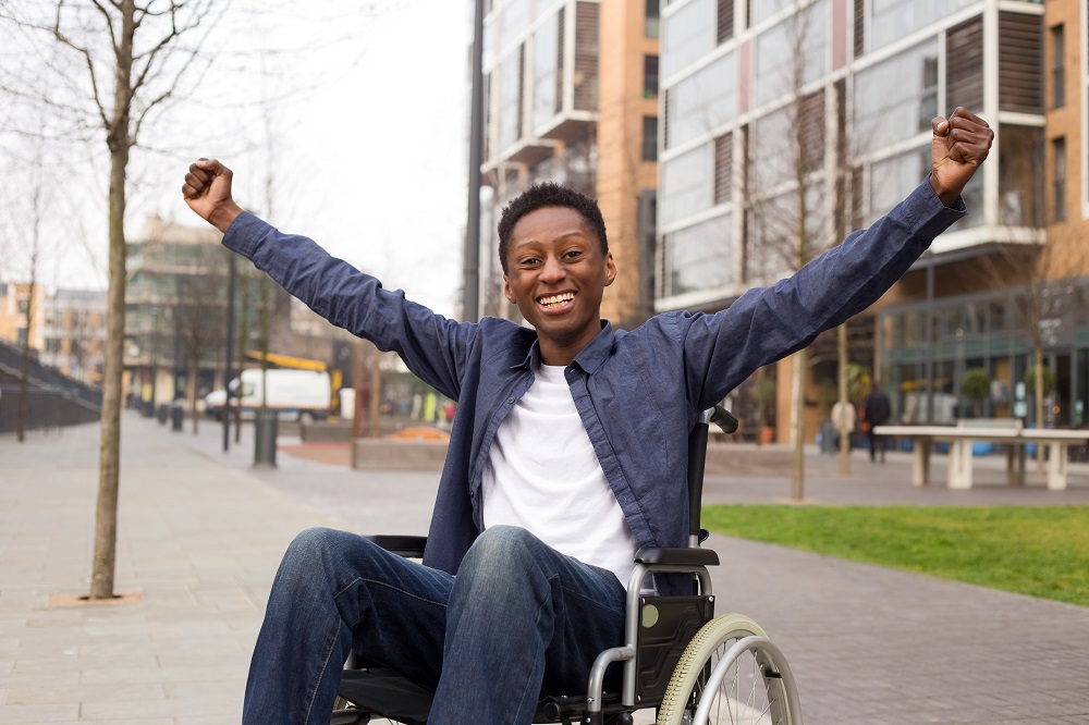 Young man in wheelchair